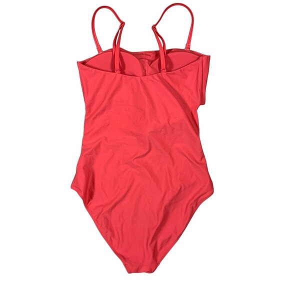 Aerie Red One Piece Swimsuit Medium Bow Front Adjustable Straps Full Coverage - Picture 4 of 5